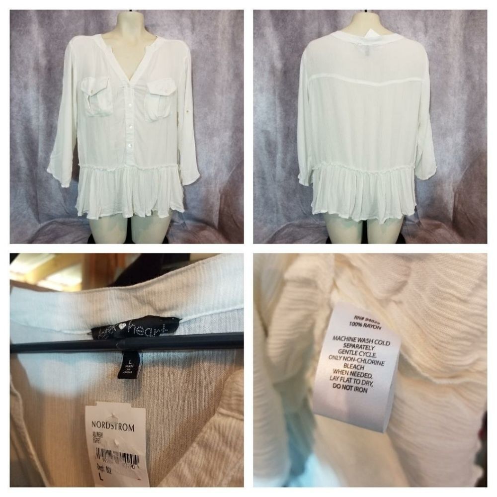 Derek Heart Cream Colored Blouse Size Large‎